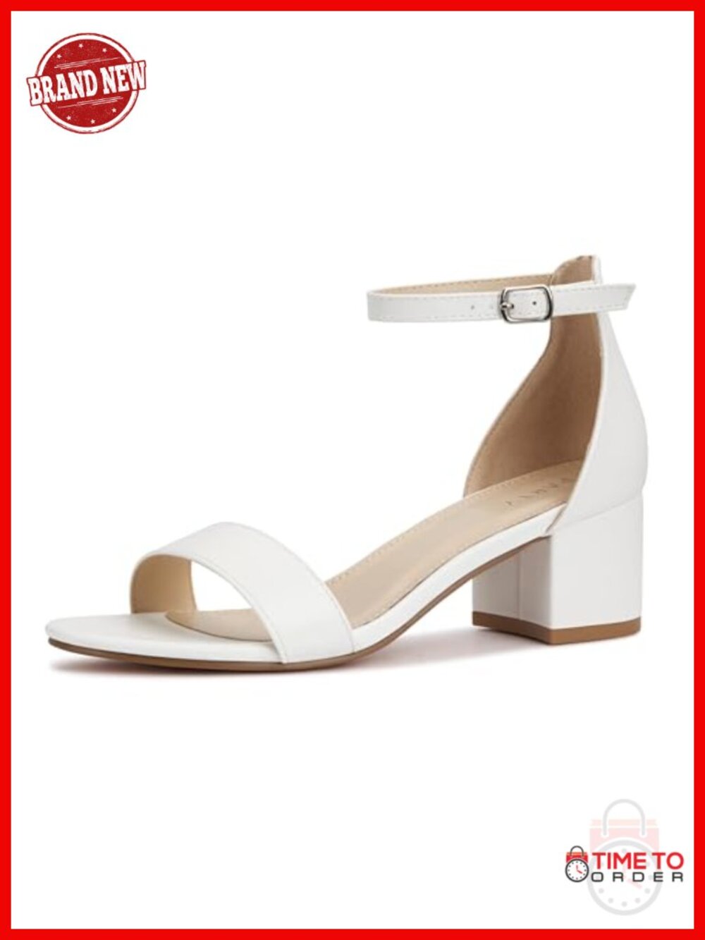 Women's Open Toe Ankle Strap Low Block Chunky Heels Sandals Faux Leather